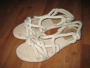 Sandalias, beige, 38, H&M, marítimo, zapatos de verano, mujer, elásticas, trenzadas - Imagen 1 de 7