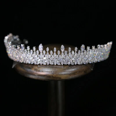 Simple Cubic Zircon Wedding Crowns Headbands Crystal Evening Hairband - Image 1 of 4