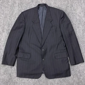 Tom James Custom Royal Classic Suit Jacket Navy Blue Striped 2 Button Coat - Picture 1 of 14