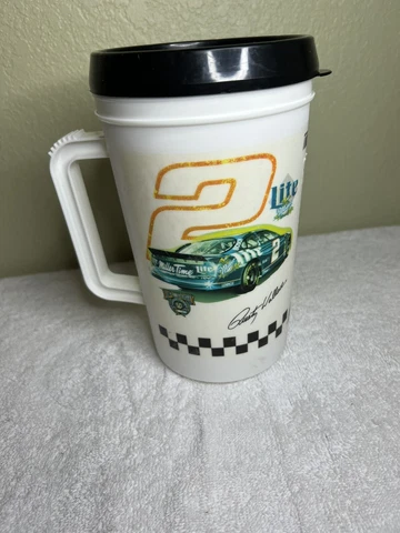 NASCAR 32oz Plastic Mug Rusty Wallace Miller Lite With Lid Cover