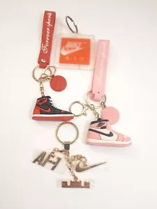 Vtg Nike Shoe Keychain Lot 4 Total Rubber Tennis Shoe Keychains - Picture 1 of 7