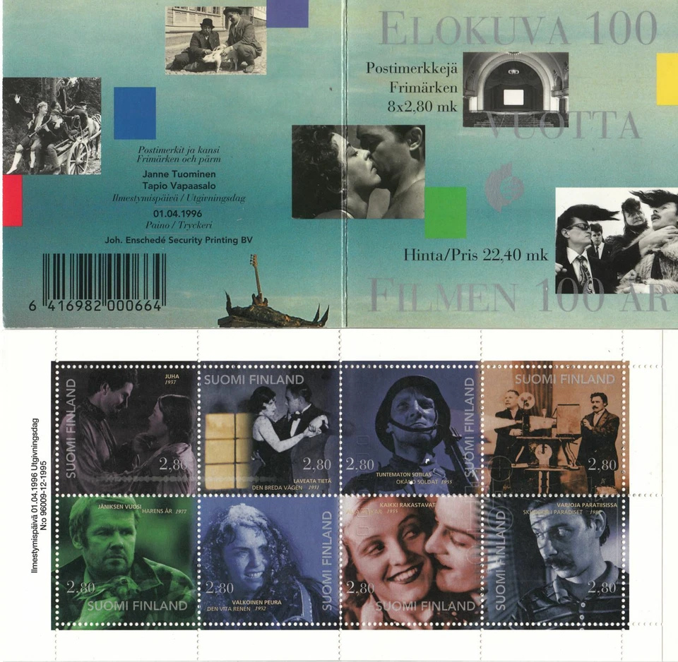 Cinema Love War And Humour Films In Finland 100 Years Mint MNH Booklet 1996 - Image 1 of 1