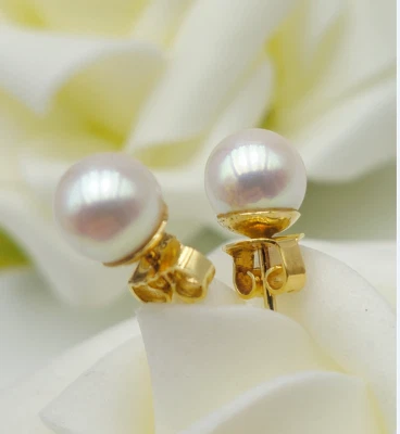 Perlen-Ohrstecker - 585er Gelb-Gold - je 1 Süßwasser-Zucht-Perle - Bild 1 von 4