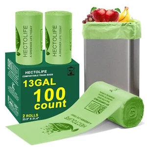 13 Gallon 100 Count Compostable Trash Bags Tear Resistant Food Scrap Bags - Picture 1 of 7