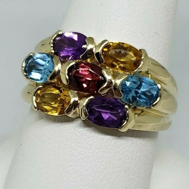 Estate 14k Yellow Gold 3.50ctw Multi Gemstone Ring 6.2 grams Size 9.5 - Image 1 of 4