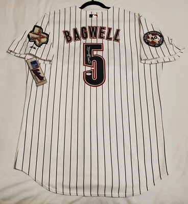 MAJESTIC 48 XL HOUSTON ASTROS JEFF BAGWELL SIGNED AUTHENTICATED HOLO JERSEY  - Image 1 of 4