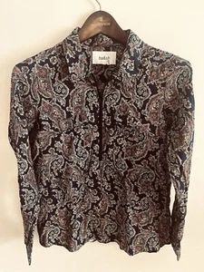 Ba&sh Valska Paisley Blumen Top Bauern 1/2 Reißverschluss X Small Oversized blau rot - Bild 1 von 9