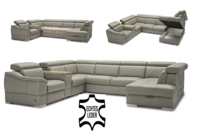 ECHTLEDER WOHNLANDSCHAFT ECKSOFA U-FORM SESSEL RELAXFUNKTION FARBEN PREMIUM ! - Bild 1 von 4