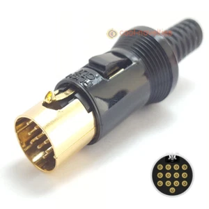 13 PIN DIN MALE GOLD PLATED LOCKING PLUG SOLDER CONNECTOR FOR ROLAND - Picture 1 of 2