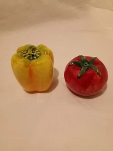 Hallmark Vegetable Salt and Pepper Shakers "Tomato And Yellow Pepper" - Picture 1 of 7