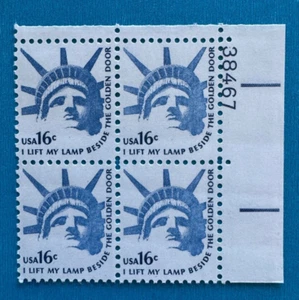 US Stamps Scott 1599 16c 1978 plate block Head of Statue of Liberty M/NH Fresh - Picture 1 of 3