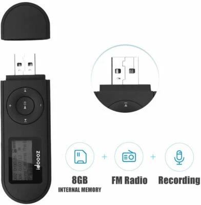 Mp3 Player USB W FM Radio Voice Recorder 8GB Music Player Micro SD Card MP3/WMA - Image 1 of 4