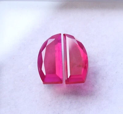 Ruby Loose Gemstone Lab Create Ruby Cut Cab Flat Back Ruby Making Jewelry 17X8MM - Image 1 of 4