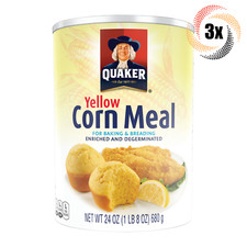 3x Jars Quaker Yellow Corn Meal | 24oz | Enriched & Degeminated | Fast Shipping!
