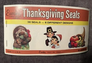 Vintage 1960’s Eureka Thanksgiving Seals Stickers Booklet New Unused 🦃 - Picture 1 of 3