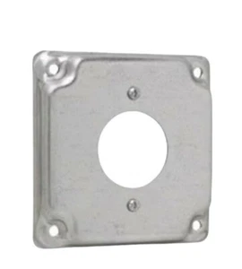 4 in. Square Surface Cover, Steel, Raised 1/2 in., 1-13/32 in. Single Receptacle - Picture 1 of 2