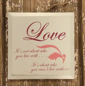 Wood Plaque Sign "Love" Inspiration Gift Desk Accessory, Valentines - Picture 1 of 3