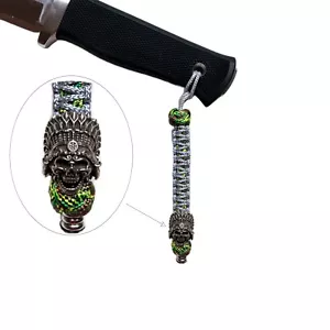 Warrior Head Metal Beads Paracord EDC Lanyard Strap String Handmade Custom - Foto 1 di 33