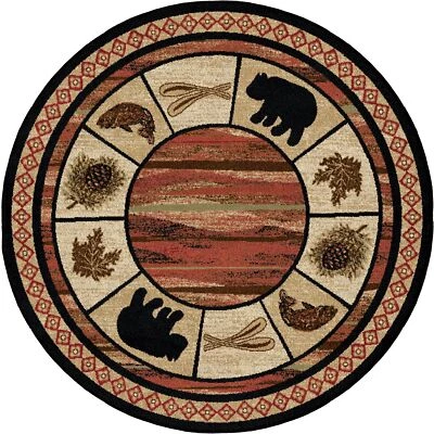 Alfombra redonda Rustic Lodge, Bear Cabin 5'3", Multi 7463 5 pies 3 pulgadas Foto 1 de 4