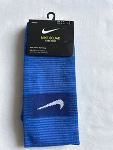 Nike Squad Adult Blue Knee High Polyester Dri Fit Cushion Logo Soccer Sock M 6-8 - Picture 1 of 2