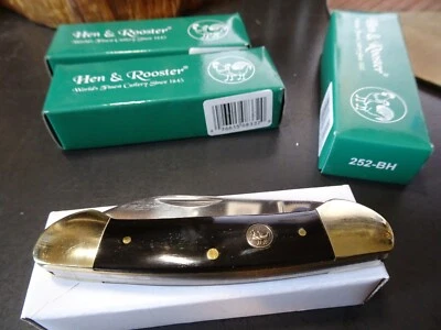 NAVAJA DE BOLSILLO CANOA GALLINA Y GALLO 3 3/4" MANGO CUERNO DE BÚFALO GENUINO Y 1095 252BH Foto 1 de 4