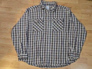 Vintage Carhartt Long Sleeve Shirt Mens Large Plaid Button Down Workwear Brown - Picture 1 of 10