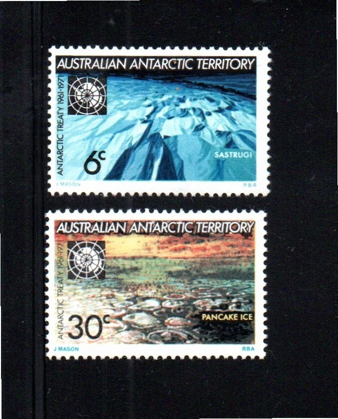 Antártida Australiana 1971 Set Sellos Definitivos (Michel 19/20) MLH Foto 1 de 1