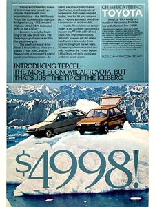 Toyota Tercel 1983 anuncio impreso de 3 puertas con respaldo elevado - Imagen 1 de 2