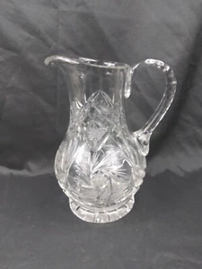 Vintage American Brilliant ABP Cut Glass Crystal Pitcher Pin Wheel 9" H - Picture 1 of 10