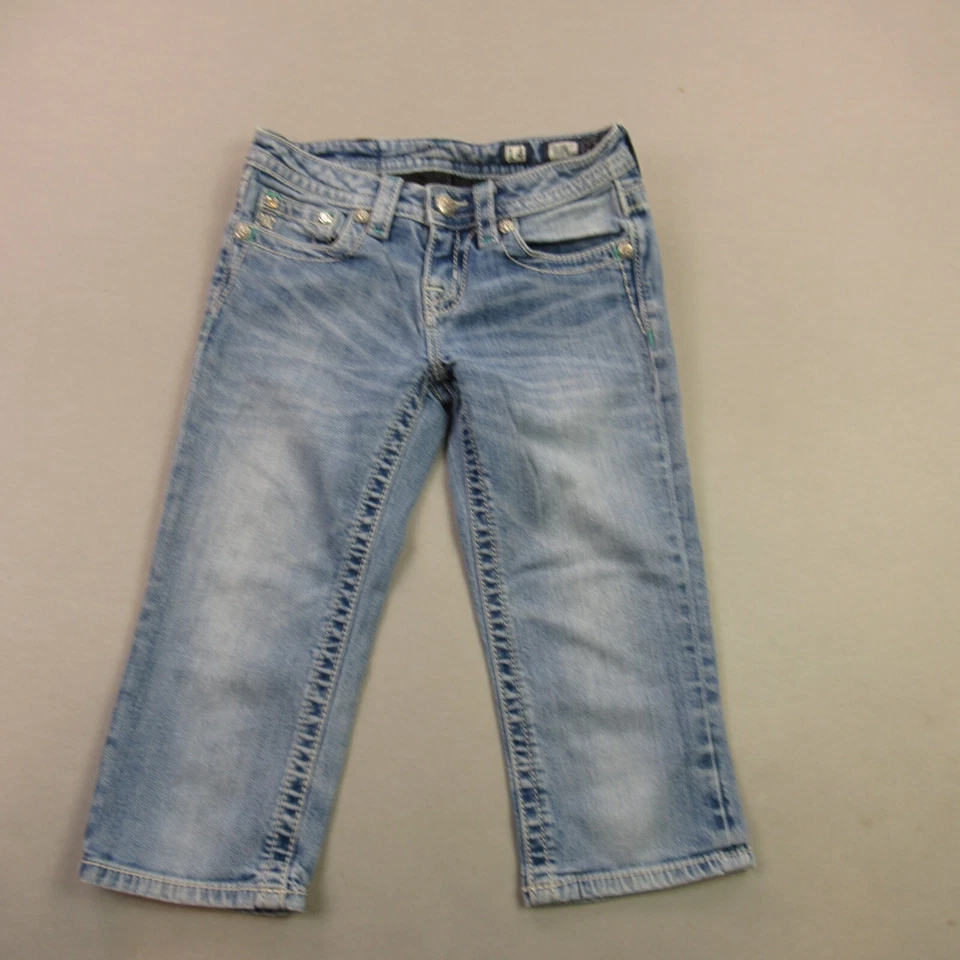 Pantalones de mezclilla Miss Me para niñas 14 bolsillos informales 5 bolsillos al aire libre con puños Capri Foto 1 de 4