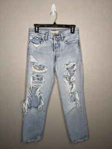 Levis Damen 27 Light Wash Wedgie Straight Destroyed Button Fly Jeans - Bild 1 von 12