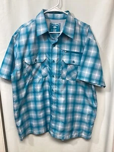 Reel Legends Blue Plaid L Short Sleeve Polyester Activewear Fishing Shirt B15 - Picture 1 of 4