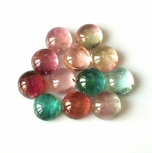 Multi Tourmaline Cabochon 6X6 mm Round Cut Natural Wholesale Gemstone 12 Pieces - Picture 1 of 4
