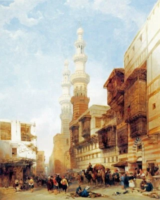 THE CITADEL OF MUHAMMAD ALI PASHA IN CAIRO 1839 PAINTING BY DAVID ROBERTS REPRO  - Image 1 of 3