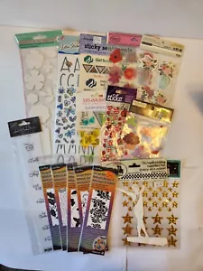 Lot of 16 Packages of Scrapbook Stickers Flowers Girl Scouts Ladybugs Stars New - Picture 1 of 8