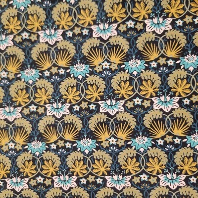 Popelina de algodón Liberty of London Piccadilly - "malva" enredaderas simétricas en azul marino Foto 1 de 3