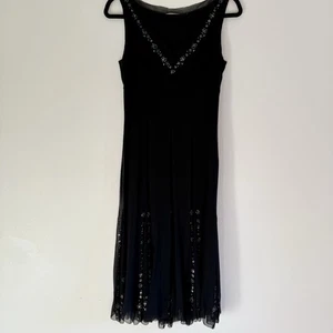 Vestido Elie Tahari 100% Seda Talla 10 Cuentas Con Slip Vintage Años 90 Babydoll Midi  - Imagen 1 de 11