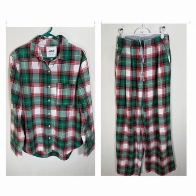 NWOT AERIE Street Flannel Trouser PJ Set Pants + Top Womens S Oversized Holiday - Image 1 of 4