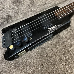 Electric Bass Guitar HOHNER B2A Black Headless Maple Rosewood 4 String USED - Picture 1 of 6