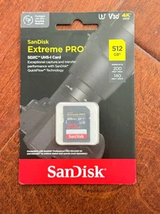 SanDisk Extreme PRO 512 GB Class 3/UHS-I (U3) V30 SDXC -SDSDXXD-512G-ANCIN - Picture 1 of 2