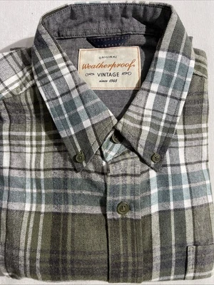 Weatherproof Vintage Men's Flannel Button Down Collar Shirt, Green Size L NWOT - Image 1 of 3