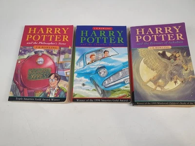 Harry Potter Books 1-3 Paperback  Stone Chamber Azkaban Bloomsbury PB First 3 - Image 1 of 4
