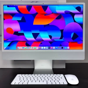 Apple 2021 iMac 24" M1 Chip, 16GB RAM, 512GB SSD 7-Core GPU, Silver w/Box - Picture 1 of 16