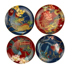"Platos de ensalada Williams Sonoma Año Nuevo Lunar S/4 diseño mixto 8,9""" - Imagen 1 de 14