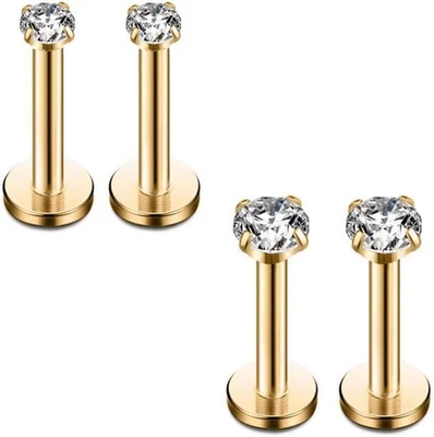 16G прозрачный бриллиант CZ смесь цвета кромки кольца Labret Monroe нос Tragus спираль уха пирог - Изображение 1 из 4