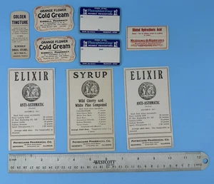 Lot of Antique Apothecary Pharmaceutical Ephemera Labels Advertising Pharm Drugs - Picture 1 of 8