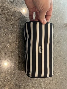 Kate Spade Travel Makeup Cosmetic Bag Black And White Striped - Picture 1 of 4