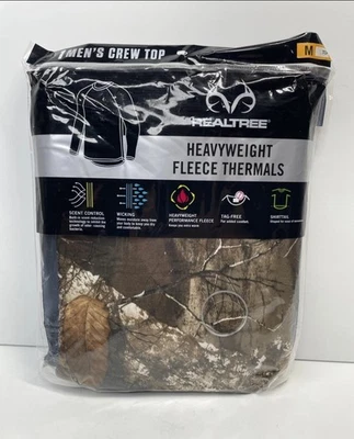 Realtree Men's Camo Heavy Weight Fleece Thermal Performance Crew Top Size M - Image 1 of 3