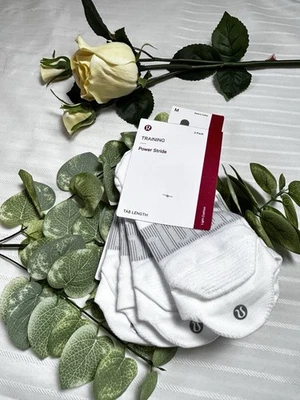 Paquete de 3 calcetines Lululemon Power Stride Tab nuevos con etiquetas $38 - WHT - Talla M Foto 1 de 4