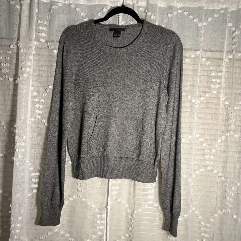 Cárdigan suéter tejido cachemir seda gris manga larga grande The Limited para mujer Foto 1 de 4